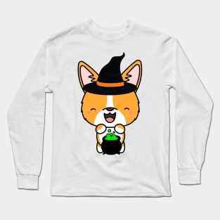 Cute corgi dog is a witch Long Sleeve T-Shirt